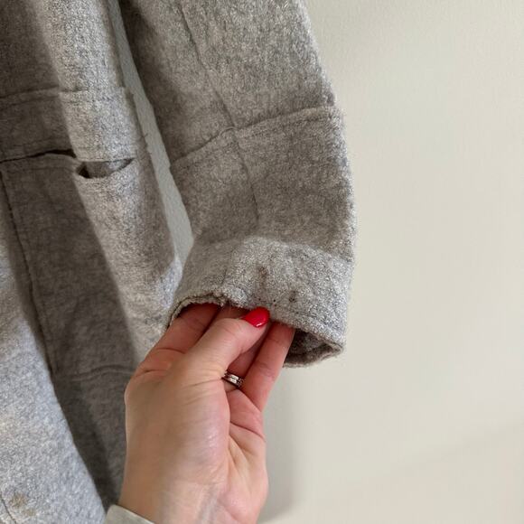 Zara Trafaluc Wool Blend Open Front Mid-Length Coat Gray S - Picture 8 of 10